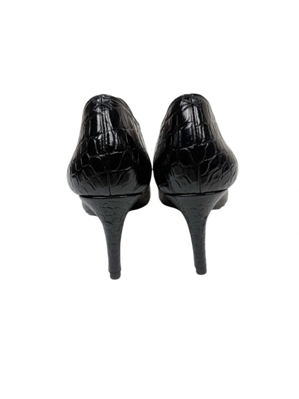Inez Marisol 70 in Black Croco Emboss Leather Heeled Ankle Booties Size 10